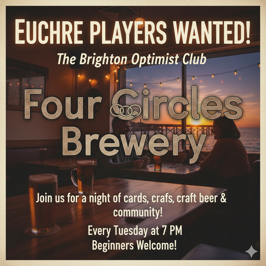 Euchre Players Wanted! The Brighton Optimist Club will be at Four Circles Brewery
