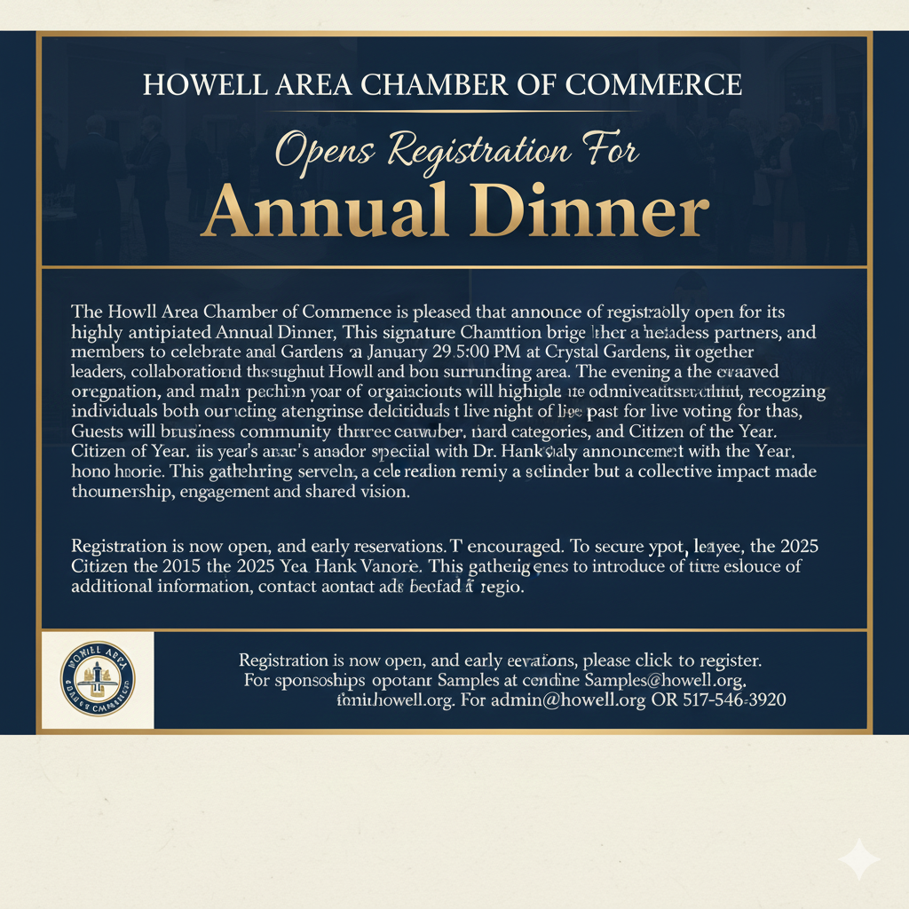 Howell Area Chamber of Commerce Opens Registration for Annual Dinner